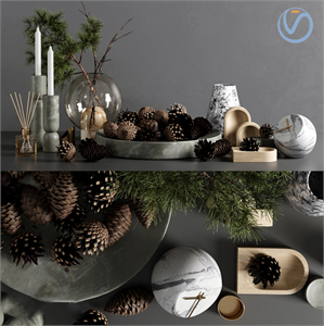 Modern vase candle holder lamp pine cone ornament 3d model